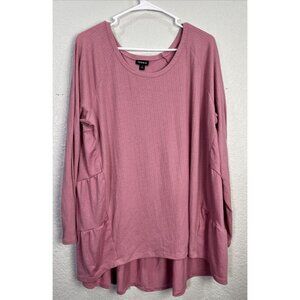 Torrid Womens Tiered Smocked Tunic Top Size 3X Long Sleeve Hi Low Hem Babydoll